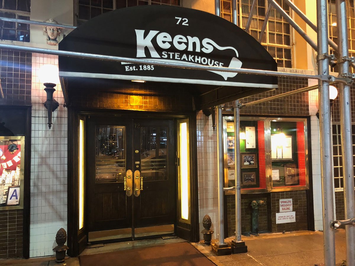 Keens Steakhouse Menu with Prices